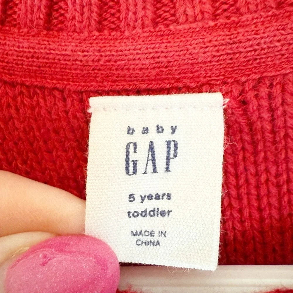 GAP‎ Girls Red Cable Knit Long Sleeve Sweater Dress